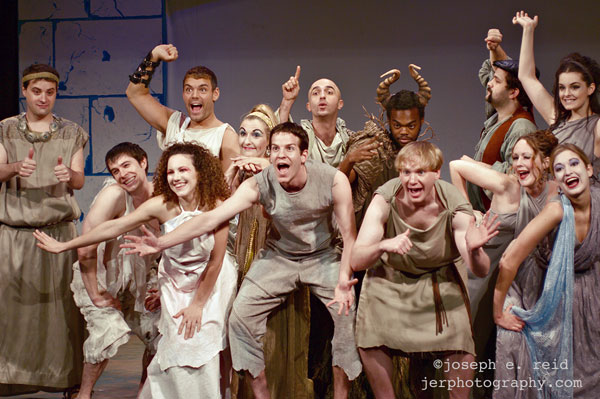 Production photo of big group of ancient greek characters, from Saving the Greeks: One Tragedy at a Time by Jason Pizzarello.
